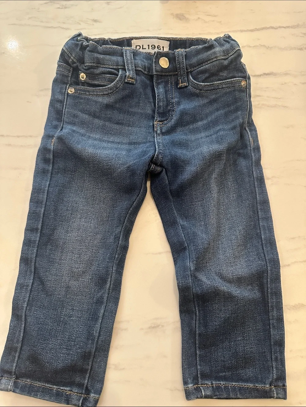 DL1961 Girls' Dark Blue Straight Leg Jeans. Size 12 months